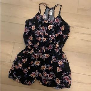 Black floral romper